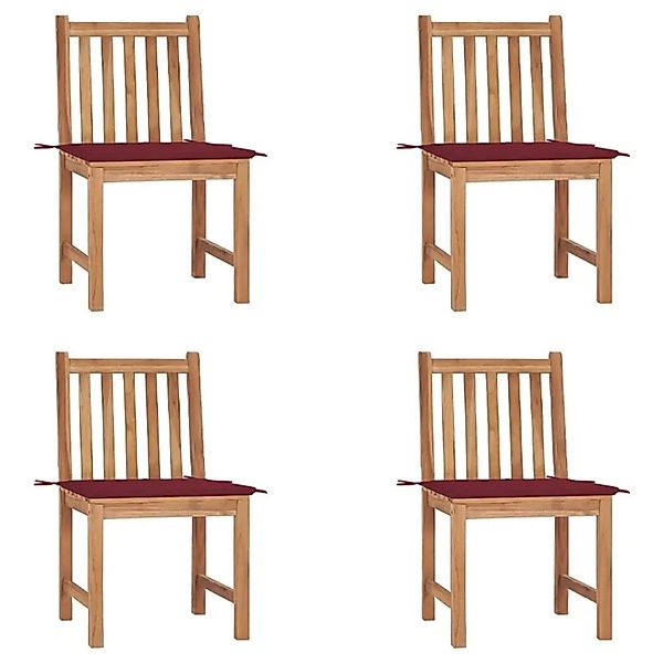 vidaXL Gartenstühle 4 Stk mit Kissen Massivholz Teak 3073097 günstig online kaufen