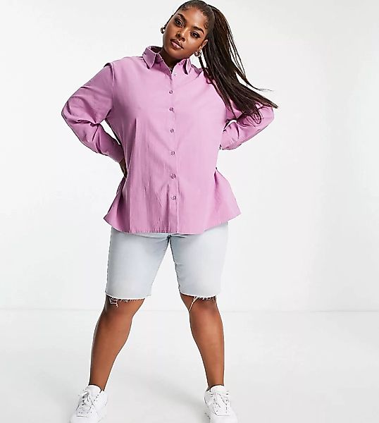 Urban Threads Plus – Oversize-Bluse in Flieder-Violett günstig online kaufen