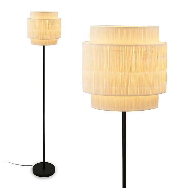 Briloner Leuchten LED Stehlampe Stehleuchte E27 Boho Natur Beige Wohnzimmer günstig online kaufen