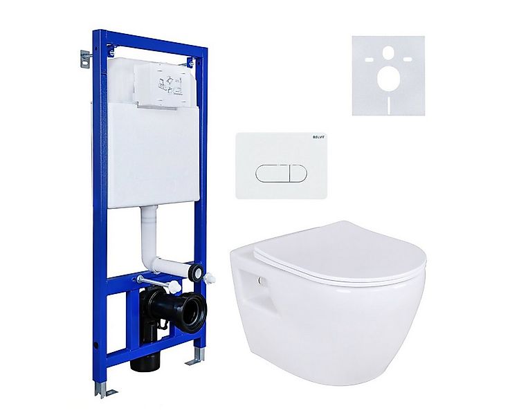 Belvit WC-Komplettset mit Wand-WC in schwarz & weiß, Vorwandelement & Soft- günstig online kaufen