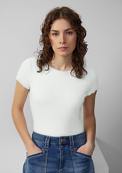 QS Kurzarmshirt T-Shirt Verkürztes Rippshirt mit günstig online kaufen