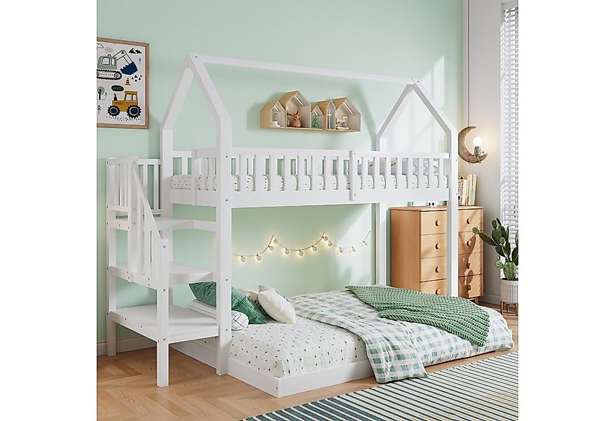 Flieks Etagenbett, Kinderbett mit oberem Lattenrost Kiefer 140x190cm+90x200 günstig online kaufen