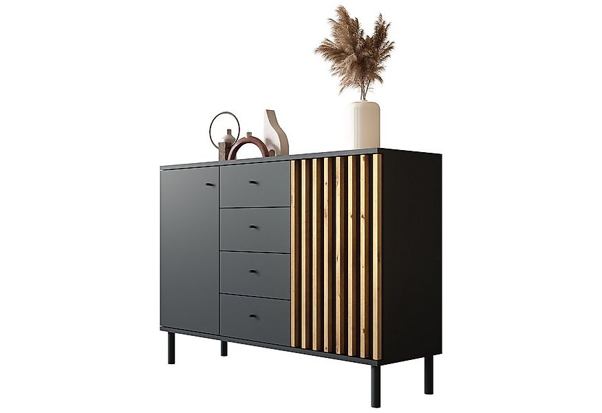 Newroom Sideboard Ebono, Schwarz Sideboard Modern Wandpaneel Vintage Highbo günstig online kaufen