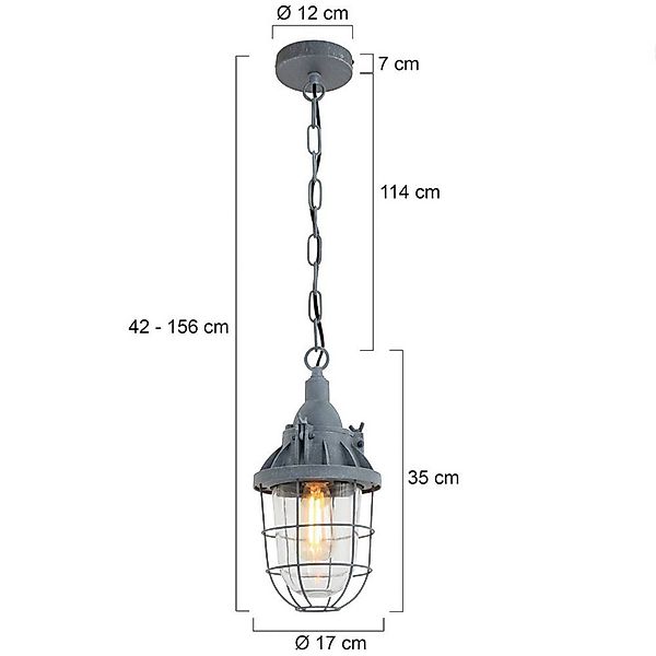 Hängeleuchte Ebbe, grau, Metall, Glas, E27 günstig online kaufen