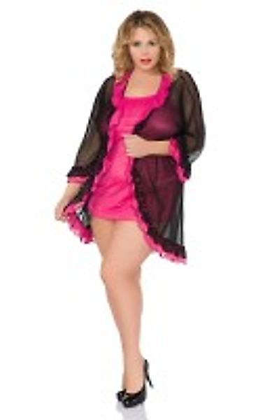 Set aus Minikleid und Morgenmantel - schwarz/pink günstig online kaufen