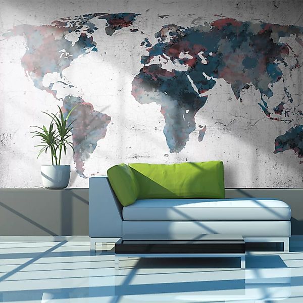 Fototapete - World Map On The Wall günstig online kaufen