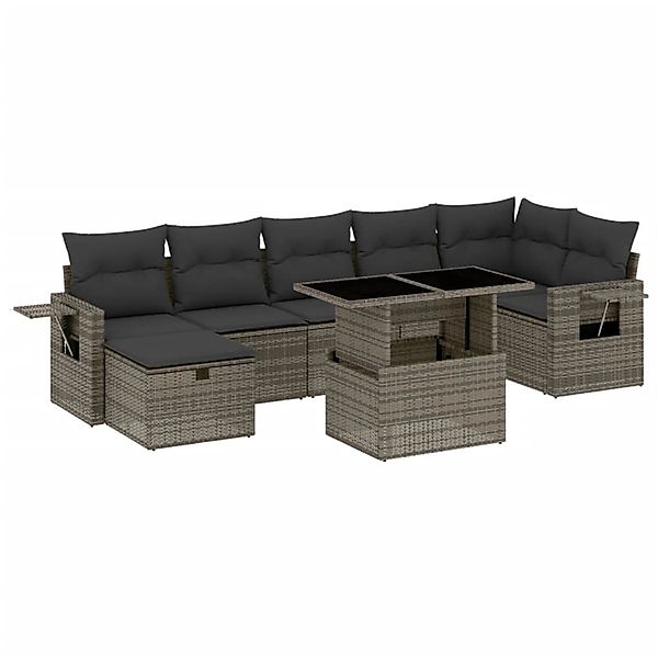 vidaXL 8-Tlg Garten-Sofagarnitur mit Kissen Grau Poly Rattan 3274990 günstig online kaufen
