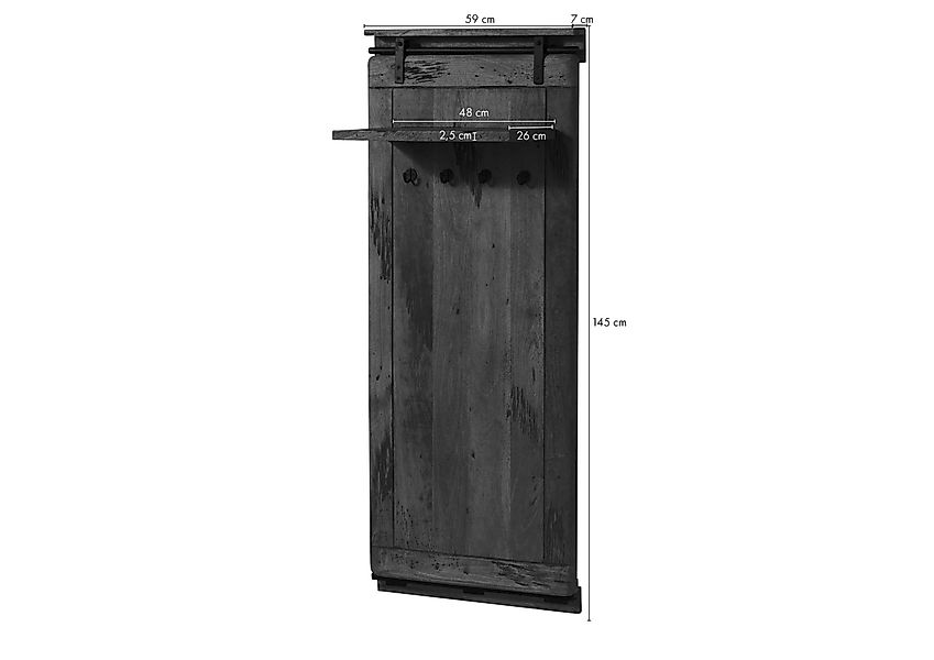 Massivmoebel24 Wandgarderobe (Wandgarderobe Mango 59x32x145 whitewash günstig online kaufen