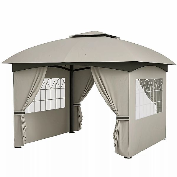 Outsunny Pavillon ca. 3,4x3,4 m wasserabweisend Gartenpavillon mit 4 Seiten günstig online kaufen