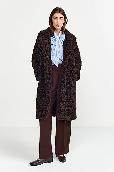RICHROYAL Langmantel locker geschnitten, aus Teddyfell, Reverskragen günstig online kaufen