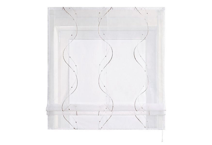 Joyswahl Raffrollo, mit Klettband, Küche Bändchenrollo Voile Weiß, Bestickt günstig online kaufen