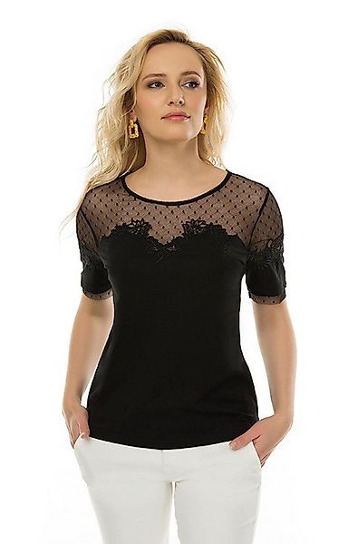 Passioni Kurzarmshirt mit feinem Spitzendetail günstig online kaufen