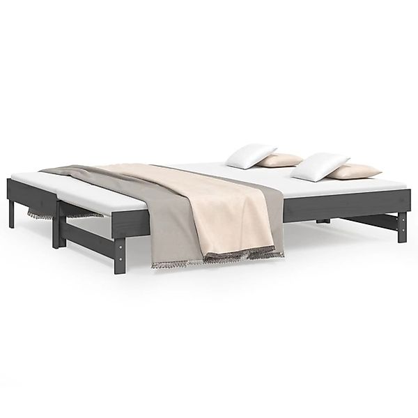 Vidaxl Tagesbett Ausziehbar Grau 2x(100x200) Cm Massivholz Kiefer günstig online kaufen
