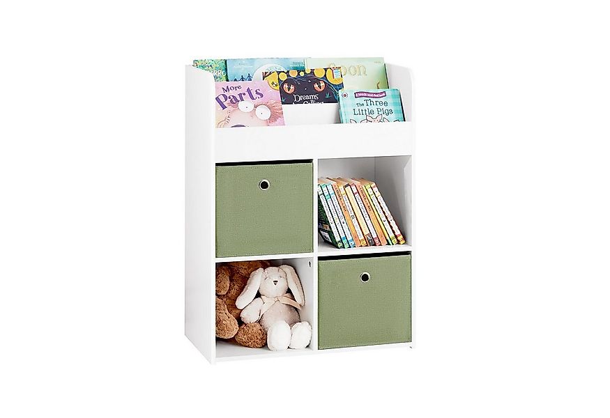 SoBuy Kinderregal KMB79, Kinder Bücherregal mit 2 Stoffboxen Spielzeugregal günstig online kaufen
