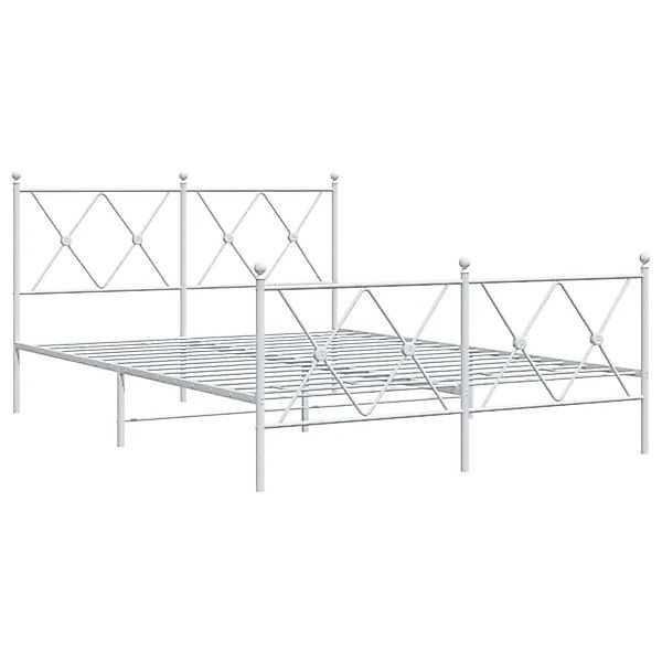 vidaXL Bettgestell mit Kopfteil und Fußteil Metall Weiß 137x190 cm 376568 günstig online kaufen
