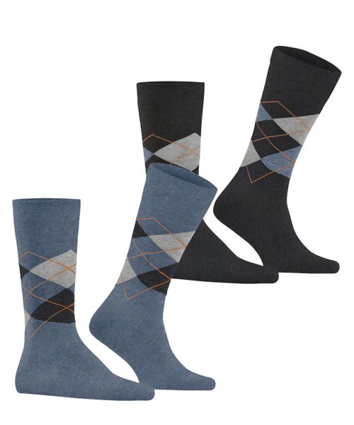 Burlington 2-er Set Socken Blau mit Argyle-Muster günstig online kaufen