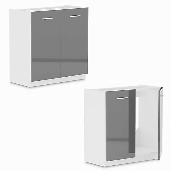 Roysson Home Spülenunterschrank Küchenschrank Spülenunterschrank 80 cm Grau günstig online kaufen