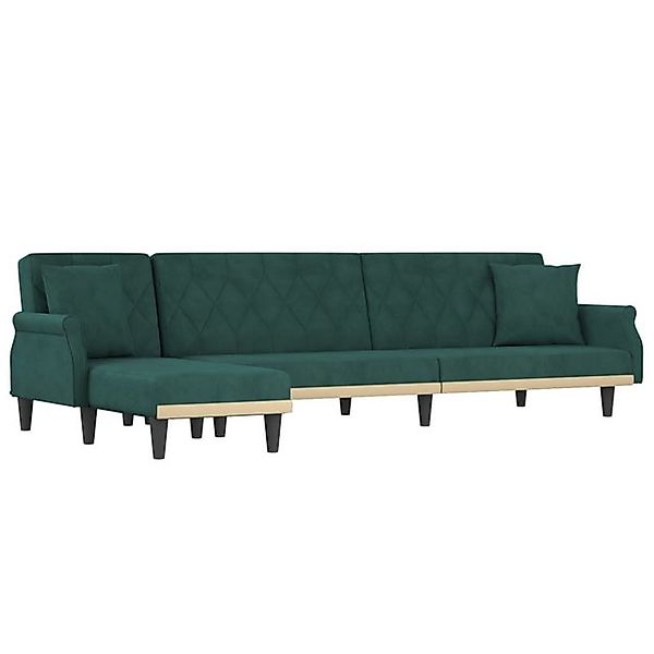 vidaXL Schlafsofa, Sofa in L-Form Dunkelgrün 271x140x70 cm Samt günstig online kaufen