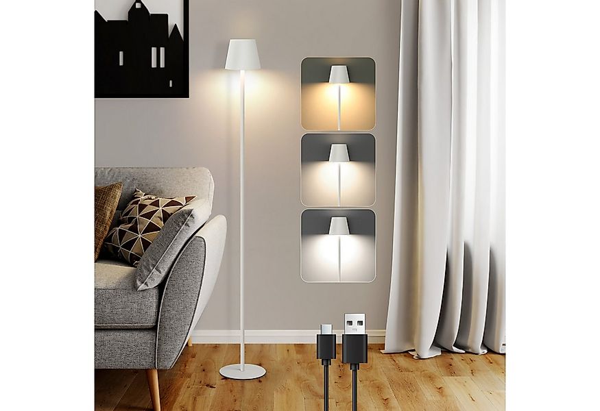 ZMH LED Stehlampe Wohnzimmer Dimmbar Modern Kabellos 125 cm Standleuchte Bü günstig online kaufen