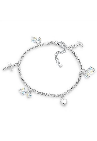 Elli Bettelarmband Kreuz Herz Anker mit Kristallen von Swarovski®925 Silber günstig online kaufen