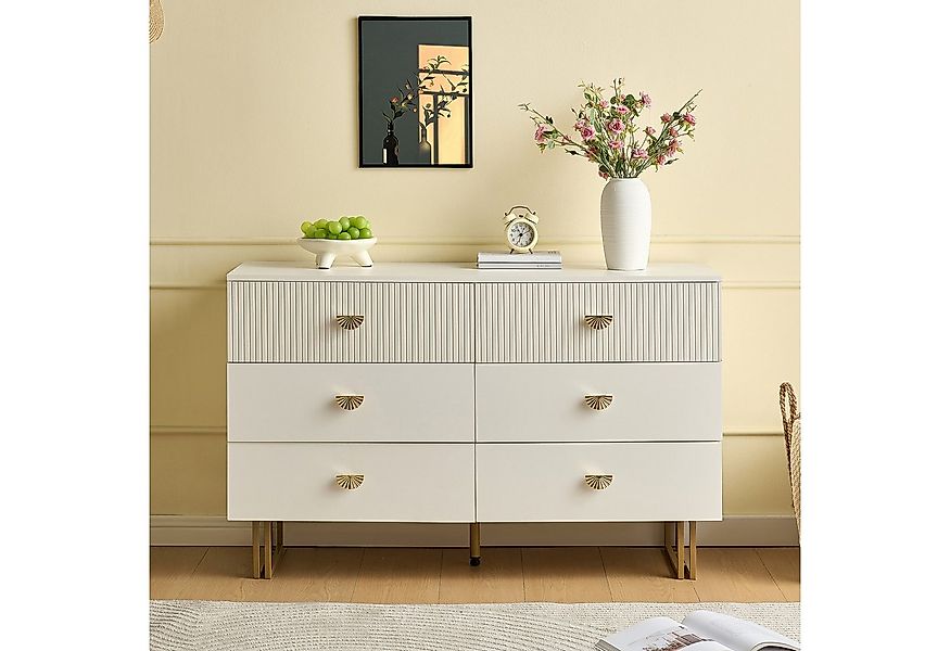 Merax Sideboard mit Gold-Akzenten in Weiß (1 St., 120x40x75 cm), Kommode mi günstig online kaufen