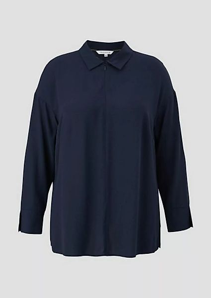 TRIANGLE Langarmbluse Crêpe-Bluse aus Viskose Logo, Teilungsnähte günstig online kaufen