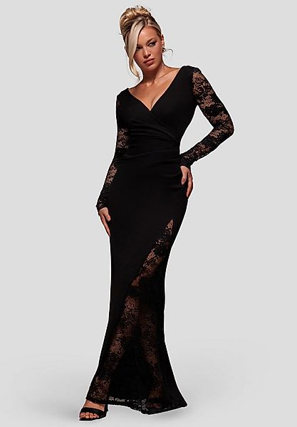 Goddiva Maxikleid Scuba & Lace Wrap Maxi Dress Langes Kleid günstig online kaufen