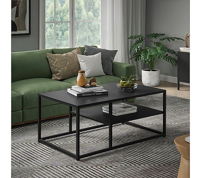 skølm Couchtisch Skadi aus Metall mit 2 Ablagen (Schwarz), Wohnzimmertisch günstig online kaufen