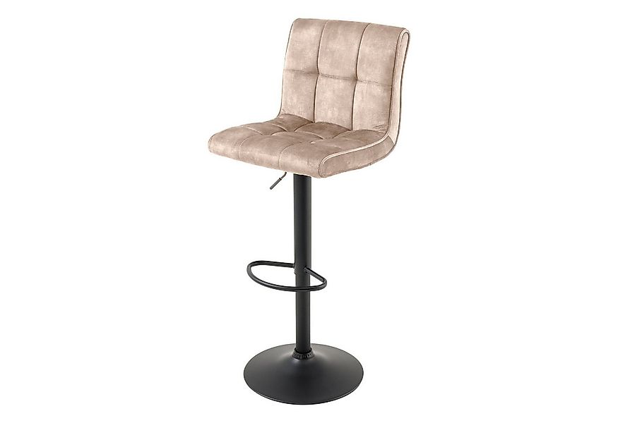 riess-ambiente Barhocker MODENA champagner beige / schwarz - Samt, Metall, günstig online kaufen