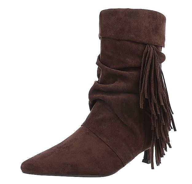 Ital-Design Eleganter Stiefel mit Fransendetails für Damen Stiefelette (904 günstig online kaufen