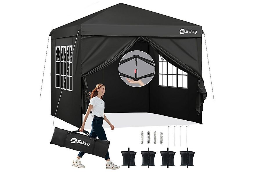 Sekey Faltpavillon 3x3 m Gartenpavillon mit 4 Seitenteilen, Pavillon mit 4 günstig online kaufen