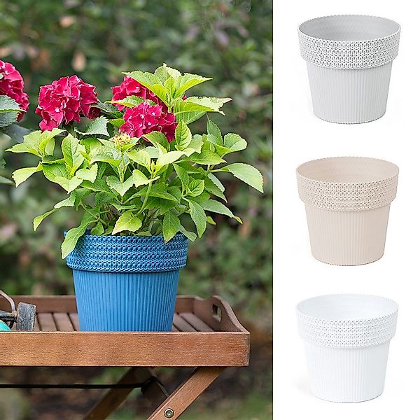 KAGM Blumentopf Pflanztopf Übertopf Rillen-/Flechtoptik Kunststoff günstig online kaufen