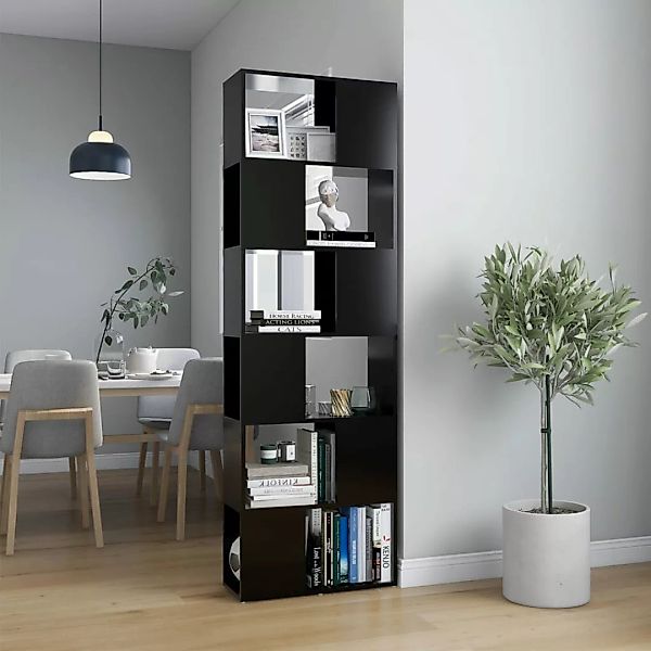 Bücherregal Raumteiler Schwarz 60x24x186 Cm Spanplatte günstig online kaufen