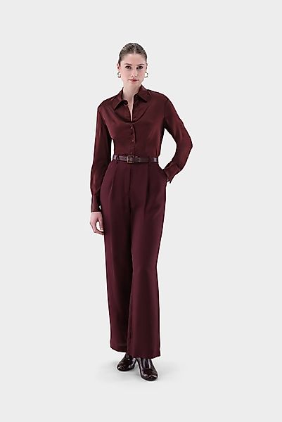 Hemdbluse tailliert aus Seidensatin-Stretch günstig online kaufen