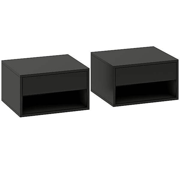 HOMCOM 2er-Set Wand-Nachttische, hängende Nachttische mit ausziehbarer Schu günstig online kaufen