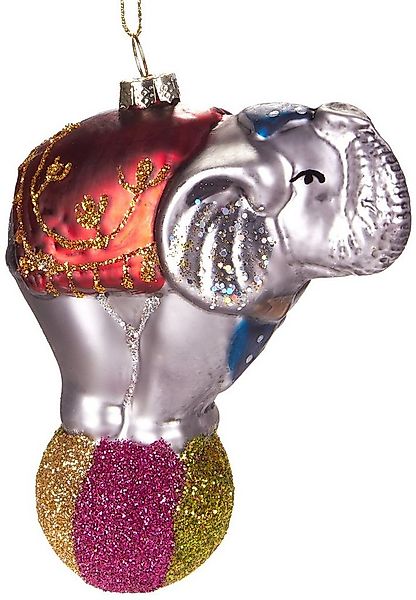 BRUBAKER Christbaumschmuck Kunstvolle Weihnachtskugel Zirkuselefant auf Bal günstig online kaufen