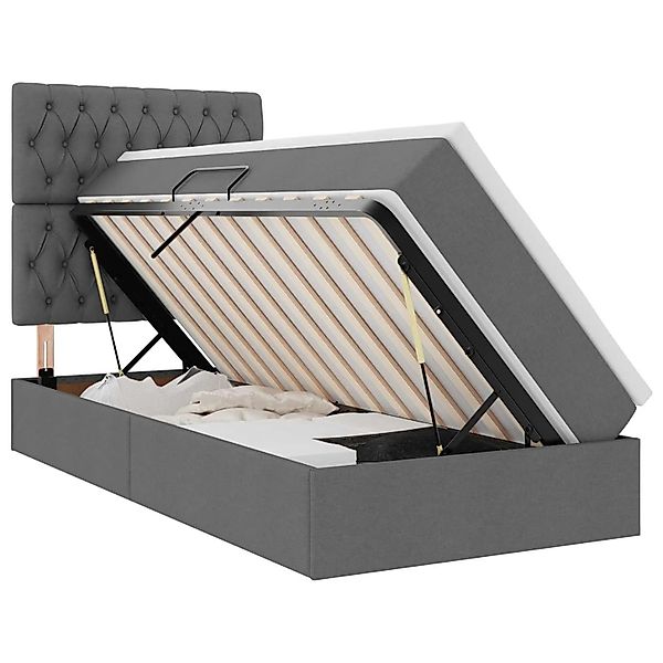 vidaXL Bett mit Stauraum und LED Dunkelgrau 90 x 190 cm Polyester 3372448 günstig online kaufen