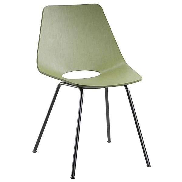 THONET S 661 Stahlrohrstuhl | Buche olivgrün | Gestell schwarz günstig online kaufen