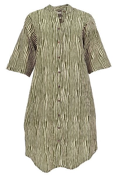 Guru-Shop Midikleid Boho Hemdkleid, lange gestreifte Tunika - grün alternat günstig online kaufen