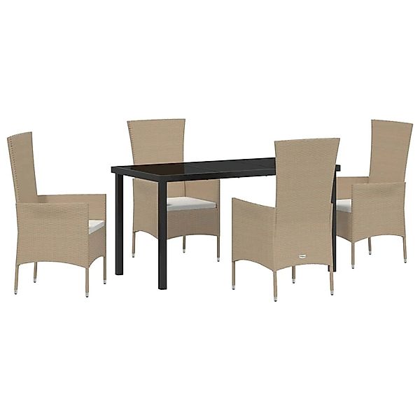vidaXL Garten Essgruppe mit Kissen 5-Tlg Beige Poly Rattan 3379459 günstig online kaufen