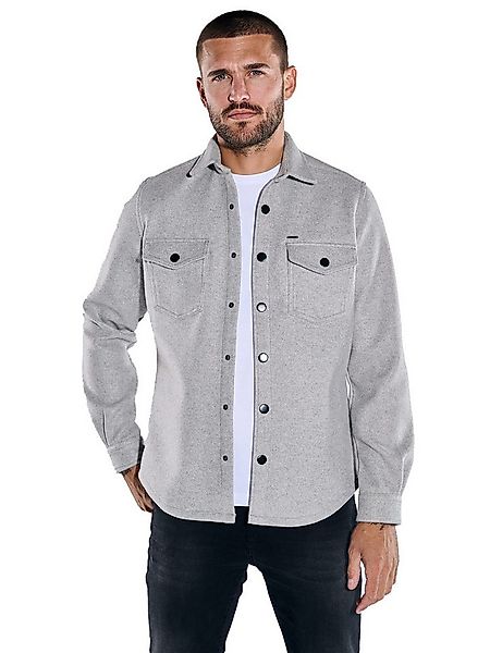 emilio adani Langarmhemd Herren Overshirt uni, Silbergrau günstig online kaufen