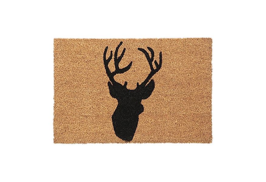 relaxdays Fußmatte Kokos Fußmatte mit Hirsch, Höhe: 15 mm günstig online kaufen