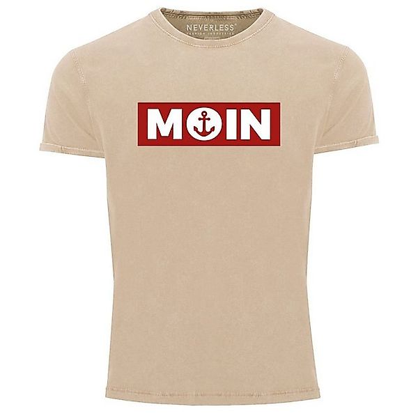 Neverless Print-Shirt Herren Vintage Shirt Moin norddeutsch Morgen Anker Pr günstig online kaufen
