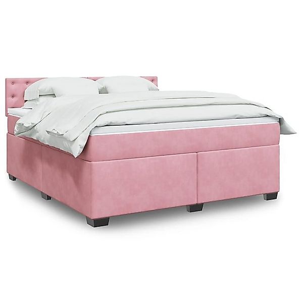vidaXL Boxspringbett, Boxspringbett mit Matratze Rosa 180x200 cm Samt günstig online kaufen
