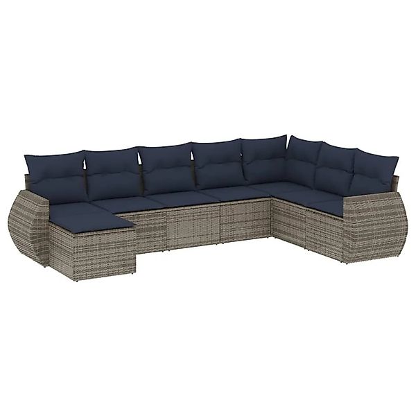 vidaXL 8-Tlg Gartensofa-Set mit Kissen Grau Polyrattan 3221760 günstig online kaufen