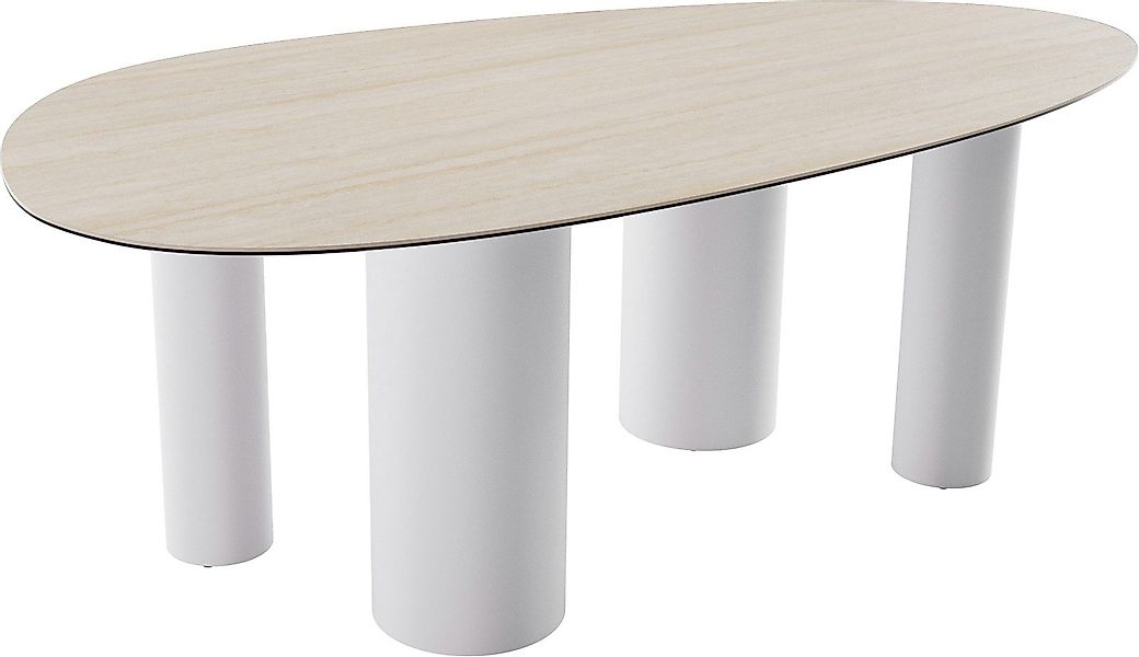 DELIFE Esstisch Edge, Oval Keramik Laminam®Travertino günstig online kaufen