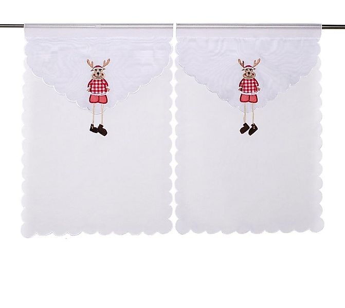 Schmidt Gard Vorhang Home Wohnideen ELCH Fensterbehang bestickt mit Weihnac günstig online kaufen