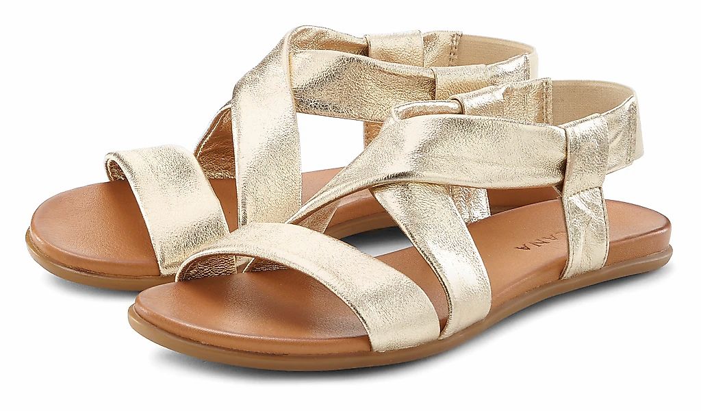 LASCANA Sandale "Sommerschuh", aus Leder mit raffinierten Riemchen, Sandale günstig online kaufen