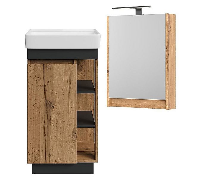 Planetmöbel Badmöbel-Set Nyx, (Spiegelschrank Bad mit Beleuchtung, 2-St., W günstig online kaufen