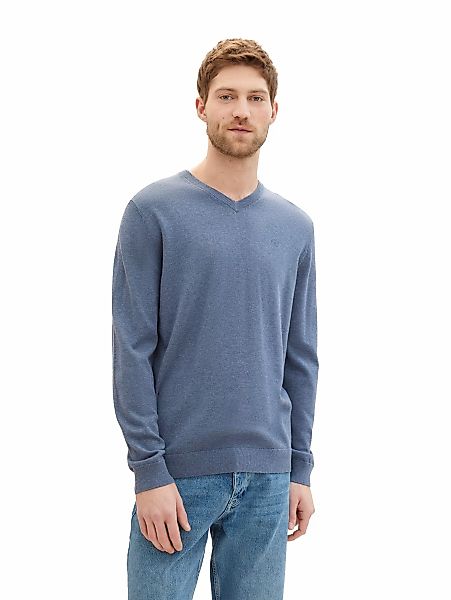 TOM TAILOR V-Ausschnitt-Pullover, mit kleiner Logo-Stickerei günstig online kaufen